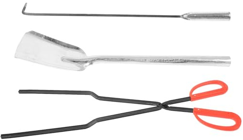 Milisten Ensemble D’outils Cheminée 3 Pièces en Fonte Épaisse – Petite Pelle à Cendres, Pinces et Tisonnier pour Nettoyage Poêle, Pelle à Charbon Pratique pour Usage Domestique et Jardin