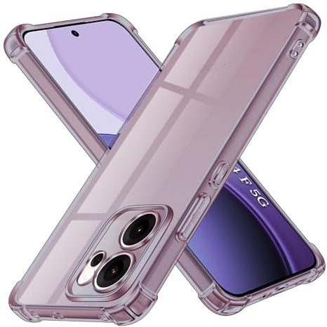 Techsuit für Oppo Reno14 F, Reno14 FS 5G Hülle mit Soft Touch, Stoßfest, Luftkissen Ecken, Erhöhte Kanten, Kameraschutz, Kabelloses Laden Kompatibel, Shockproof Clear Silicone, Rauchschwarz