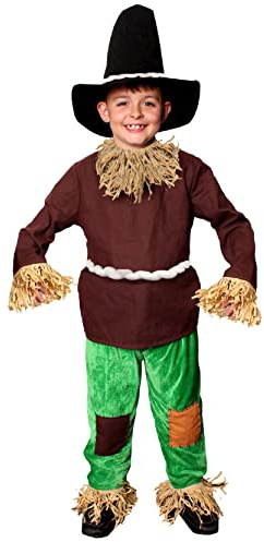 Kids Scarecrow Costume - Large - Brown Top & Green Trousers With Faux Straw - Kids World Book Day Book Week Fancy Dress Costume