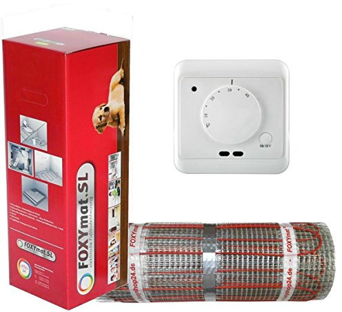 elektrische Fußbodenheizung FOXYMAT.SL RAPID (200 Watt pro m²) mit Thermostat QM.AG, 4.0 m² (0.5m x 8m)