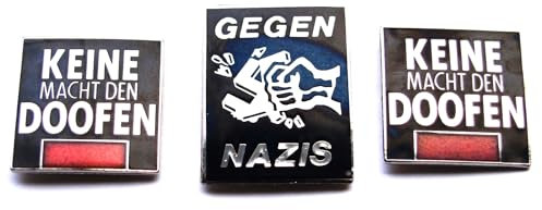 BAD TASTE: Gegen Nazis Pins - Schwarz, 2 cm, Metall, Retro, Unisex, 2 Stück, Anstecker