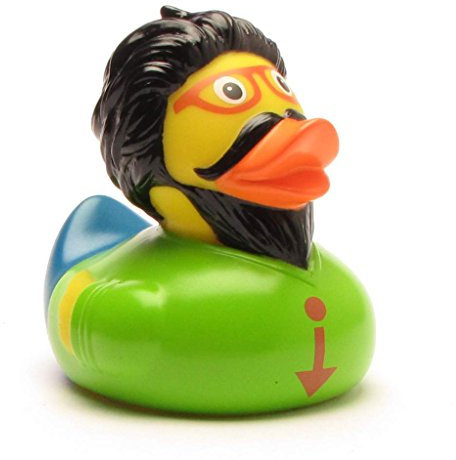 Quietscheente Hipster I Badeente I L:7cm I inkl. Badeenten-Schlüsselanhänger im Set
