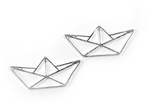 Vintageparts Anhänger als Boot im Origami Stil in silberfarben 2 Stück DIY Schmuck