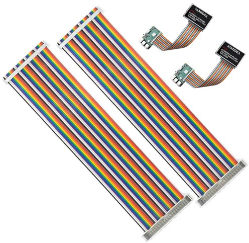 SamIdea 2-Pack 40pin Male to Female IDC GPIO Rainbow Ribbon Cable Jumper Wire for Raspberry Pi A+/B+/3 B, 20cm/8