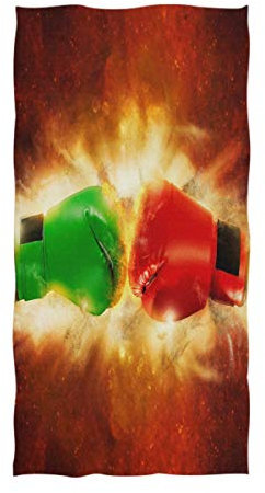 Wamika rot grün Boxhandschuhe Handtücher Sport Vintage Badetuch schnell trocknend saugfähiges Handtuch für Gesicht Gym Spa für Teenager Mädchen Erwachsene Reisen Pool Fitnessstudio 76 x 38 cm