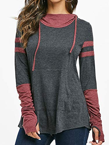 iChunhua Womens Hoodie with Thumb Holes Long Sleeve T Shirt Drawstring Tops with Pockets S-XXL