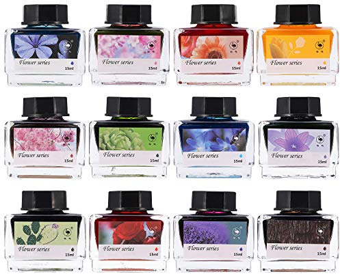 SVBAQUUY Calligraphy Ink,12 Colors Dip Calligraphy Pen Inks Set for Art,Writing,Signatures,Calligraphy, Decoration,Gift (15ml)