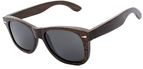 Mini Tree Bambus Sonnenbrille Männer Polarisierte handgefertigte Brille Cat.3 Floating Sun Brille für Frauen UV-Schutz (Schwarz, Grau)