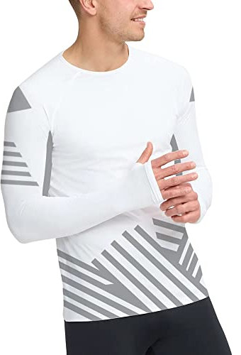 UV Shirt Herren Wasser Langarm UPF 50+ Rashguard Surf T-Shirt Für Männer Strand Sonnenschutz Shirts Weiß-w XL
