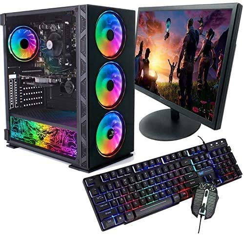 Veno Scorp Gaming PC Bundle Intel Core i7 2600 16GB Ram 256GB SSD 1050Ti 4GB Windows 10 USB 3.0 19 Monitor Gaming Keyboard and Mouse NEONZILLA 4 X ARGB FANS