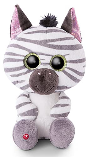 NICI 46951 Original – Glubschis Mankalita 25 cm – Kuscheltier Zebra mit großen Augen – Flauschiges Plüschtier mit Glitzeraugen – Schmusetier für Kuscheltierliebhaber, weiß/grau, 9 cm