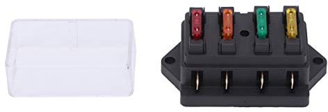 Sicherungskasten 4-Wege-Sicherungskasten ABS + Blade-Sicherungsblock aus Kupfermaterial für 12V-24V-Kraftfahrzeuge