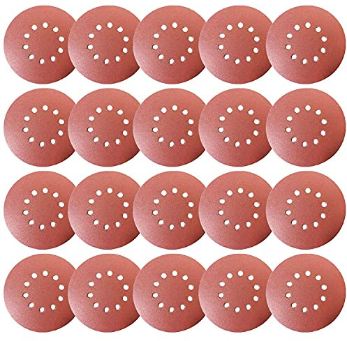 FEIHU Schleifpapier 225mm Klett 35 Stück, 10 Löcher, Schleifpapier für Fein- und Grobschliff, Schleifscheiben 225mm verschiedene Körnung 5×P60/80/100/120/180/240/320 (je 5 Stück)