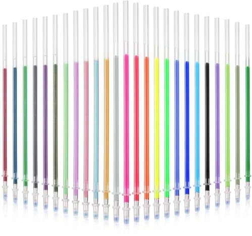 cabilock 100 Stück bunte Gelschreiberminen Glitzer Metallic Pastell Fluoreszenz Neon Stift Tinte Nachfüllminen für Kinder Erwachsene Malbücher Zeichnen Kritzeln Basteln (gemischte Farben, 0,8 mm)