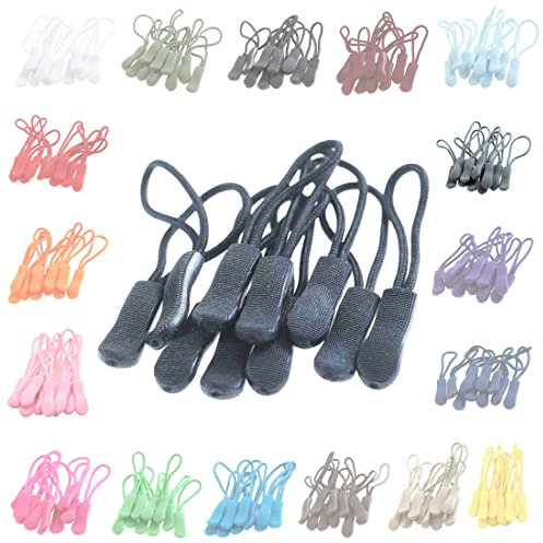 10 Zipper-Schlaufen 70 Farben Reißverschluss-Anhänger Reißverschluss-Verlängerung Pull Anhänger, Farbe:steingrau