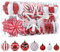 SHareconn 106pcs Christmas Balls Ornaments Set, Shatterproof Plastic Decorative Baubles for Xmas Tree Decor Holiday Wedding Party Decoration with Hooks Included, Red & White