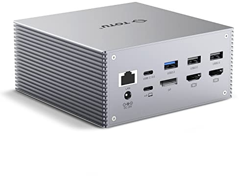 TOTU USB-C 4K@30Hz Triple Display Dockingstation mit Ladeunterstützung für MacBook Pro & Windows USB 3.1 Gen2 Typ C Systeme (2 HDMI, DP, 7 USB Ports, 60W USB PD), nur MacOS unterstützt Mirror Mode