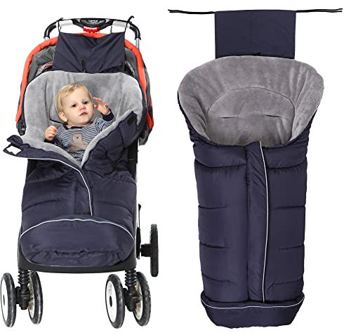 Fairy Bady Babyfußsack Baby Fußsack Winter-Fußsack für Kinderwagen Universal Fußsack für Babyschale Fußsack mit Reißverschluss und Kordelzug（Marineblau）