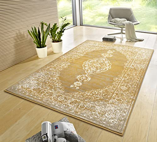 Hanse Home Gloria Orient Teppich 80x150cm – Wohzimmerteppich Mehrfarbig Vintage Teppich Orientalisches Muster für Flur, Esszimmer, Schlafzimmer, Kinderzimmer, Wohnzimmer, Küche – Mustard