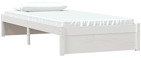 vidaXL Massivholzbett Einzelbett Bettgestell Lattenrost Bett Bettrahmen Holzbett Schlafzimmerbett Schlafzimmermöbel Kiefer Weiß 90x200cm