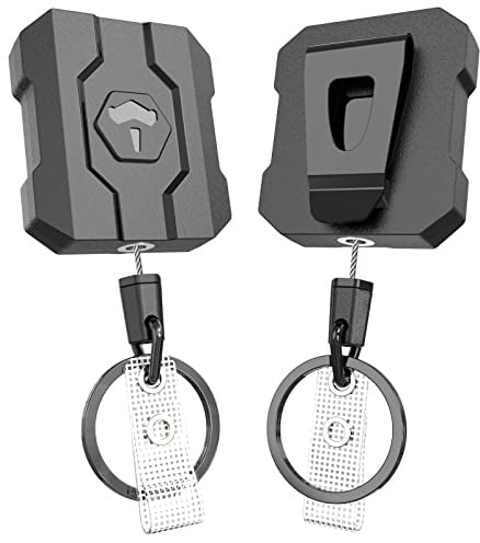 2 Pack Retractable Keychain Heavy Duty, Retractable ID Badge Clip Reel, Badge Holder with Belt Clip, 31.5” Steel Cord, 10 oz Rebound