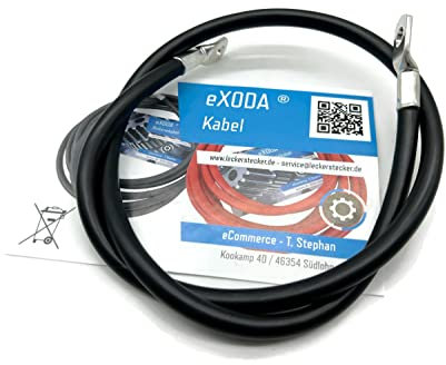 Exoda Batteriekabel 25 mm² 75cm Kabelschuhe M6 und M8 Schwarz flexibel hochwertig verarbeitet für Auto Boot Motorrad und mehr mit echtem Kupferanteil ideal für Ihre Bedürfnisse