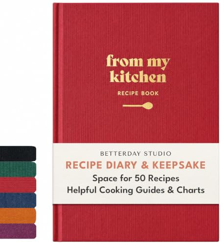 Betterday Studio Aus meiner Küche - leeres Rezeptbuch für eigene Rezepte, Rezeptjournal, personalisiertes Notizbuch zum Schreiben eigener Koch- oder Backbücher, DIY-Rezeptbuch, Rezeptheft (Rubinrot)