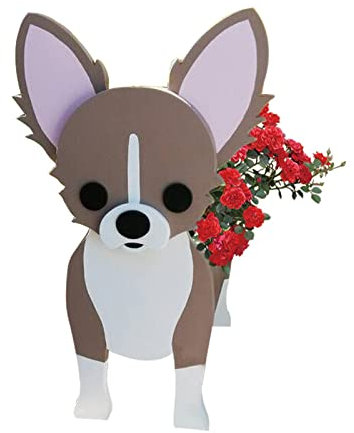 JYCRA Hunde-Pflanzgefäß, Tier-geformter Blumentopf, handgefertigter Hunde-Blumentopf, Cartoon-Blumen-Pflanzgefäß, 27 x 18 cm, Braun, Indoor/Outdoor, Hundeblumentopf
