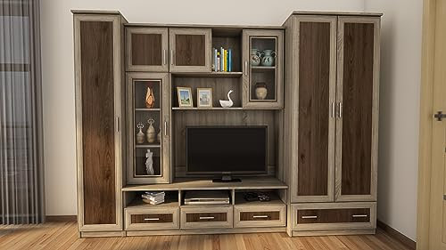 Meblast - Wohnwand Wohnzimmer BOSMAN - Klassisches Design Schrankwand - Elegant Wohnzimmer Möbel - Wohnzimmerschränke - 270x200x53 (B/H/T)