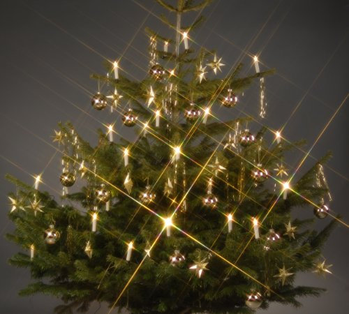Trango 24-flammig 340047 Außen LED-Christbaumkerzen Outdoor Weihnachtskerzen warmweiß leuchtend – 24 Kerzen mit Stecksystem Außenbereich leuchtende Weihnachten - Christmas Candle LED auswechselbar