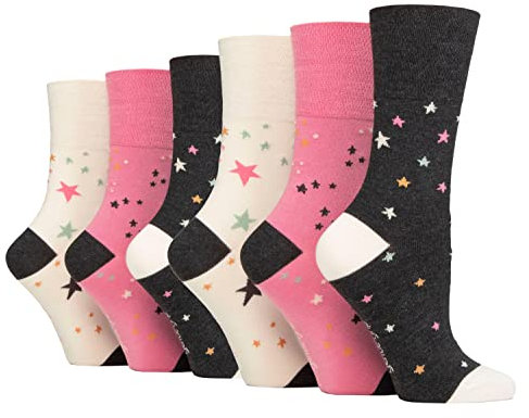 Gentle Grip Sock Shop 6 Pairs Ladies Loose Soft Top Non Elastic Bamboo Socks (4-8, SOLRM41)