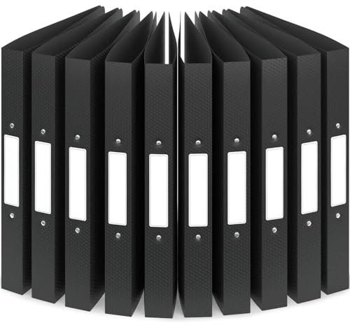 ACROPAQ - 10 x Ringbuch A4 - Mit 2 Ringen, Rückenbreite 3,5 cm, Nacht, Natur Farbkollektion - Ringhefter, Ringordner, Ordner A4 Schmal, Ringmappe A4, Schulordner