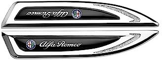 2 Stücke Autozubehör Seitentür Kotflügel Auto Emblem Metall Aufkleber für Alfa Romeo Giulia MiTo Spider Stelvio Brera GT Sportiva Boera,Silver Style