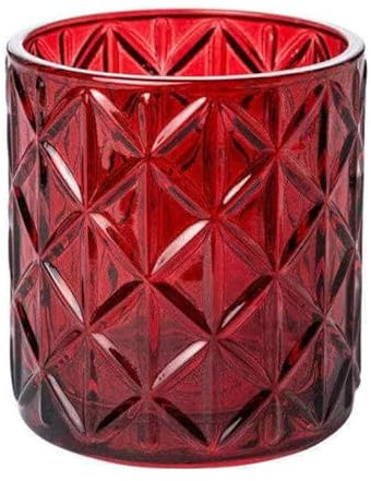 Teelichthalter Noble 10cm. Teelichtglas Windlicht Kerzenglas Kerzenhalter mit Motiv rot Burgund