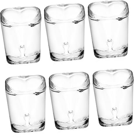 GRIRIW 6piezas Vidrio De Amor Vasos De Forma De Corazón De Vidrio para Fiestas Bares y Navidad