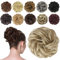 FESHFEN Haarteil Mit Gummiband Blond, Dutt Haarteil Haargummi Mit Haaren Gelockt Haardutt Dreckige Blonde Synthetisch Haar Haarverlängerung Pferdeschwanz Haarteile für Damen Mädchen, 42g