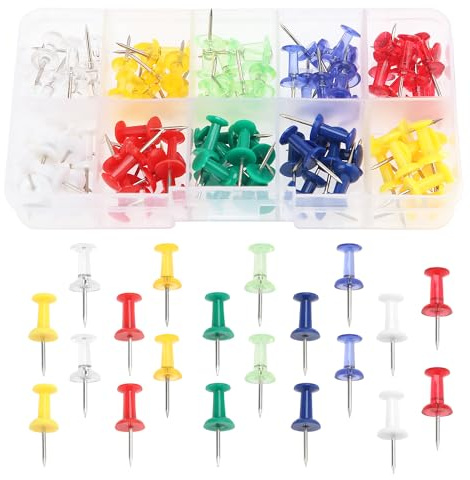 YIXISI 100 Pezzi Mappa Tacks, Puntina Decorativa, Plastica Puntine, Puntine da Disegno Colorata, Multicolori Map Puntine, per Marcatura Bacheca, Tessuto, Sughero, Cartone, Feltro, 10 Colori