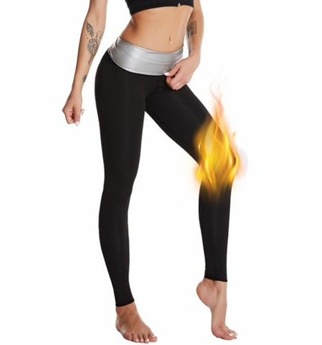 Weyot Sauna Hose Damen, Schwitzhose Zum Abnehmen, Gewichtsverlust Hosen Sauna Effekt, Leggings Hohe Taille Fettverbrennung Abnehmen Trainingshose,S/M,Black