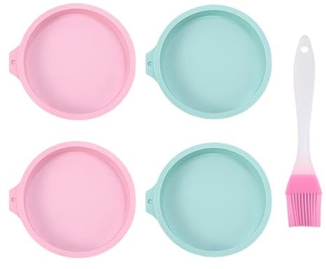 4 moldes para freidora de aire caliente, 1 cepillo de silicona, moldes para freidora de aire caliente, juego de huevos de silicona, moldes para tartas de freidora de aire caliente, herramientas