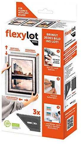 flexylot Bildaufhänger - 9x Basic | Ideal für kleine bis mittlere Bilder bis 7,5 kg | Nachträglich flexibel ausrichtbar | Für nahezu alle handelsüblichen Rahmen & Bilder, 3er Bundle