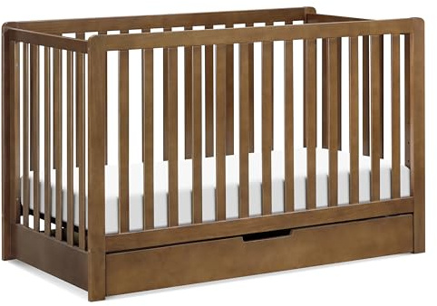 Carter’s by Davinci Colby 4-in-1 Convertible Crib w/Trundle Storage - GREENGUARD Certified, Convertible Baby Crib to Toddler Bed, Daybed, Full-Size Bed - 4 Adjustable Mattress Heights, Walnut