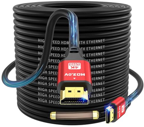 jojobnj 4K HDMI Cable 30m, High Speed HDMI 2.0 Cord 4K@60Hz 18Gbps, Ultra HD,Ethernet Audio Return,Video 4K,1080p,3D,Arc, HDR Compatible con Xbox,PS5/PS4,HDTV,Laptop ect(Red)
