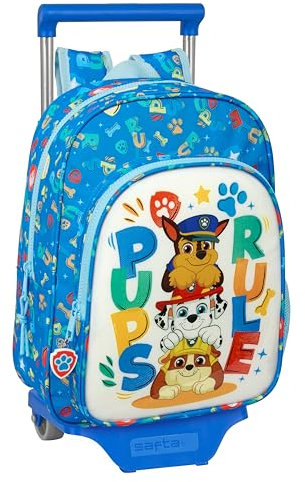 safta Paw Patrol Pups Rule, Kindermaterial, ideal für Kinder, bequem und vielseitig, Qualität und Widerstandsfähigkeit, blau, Estándar, Rucksack mit Trolley