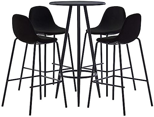 ARKEM 5-TLG. Bar-Set Stoff Schwarz Massivholz Kiefer Bartisch Mit Barhocker Set Bartisch Mit StüHlen - 3051130