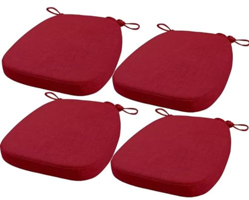 FIOVIP Stuhlkissen mit Riemen abnehmbar, waschbar, doppelte Anti-Rutsch hoch elastisch,Geeignet für Esstische und Stühle(40X38X33CM(3CM),Weinrot,4 Stück)