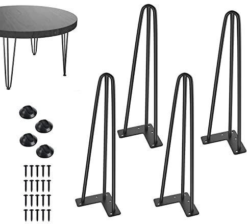 WasiQghs Möbelbeine, Tischbeine, 4 Stück, Metall-Möbelbeine, 40 cm, schwarzes Gusseisen, robuste Industrie-Esstisch-Bankbeine, 3-Stab, multifunktional, robust
