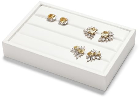Oirlv Luxury Ring Display Tray White Ring Earring Organiser for Collections | 15.2x10.2x2.5cm, Suitable for Home and Commercial Display, Multifunctional Jewellery Tray For Storing And Displaying Rings, S