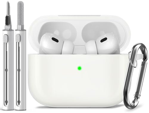 Inesore Compatible with Airpods Pro 2nd/1st Case Cover,Silicone Protective Case for Apple Airpods Pro 2nd/1st Generation Charging Case with Keychain and Cleaner Pen,for Women Men(Luminous)