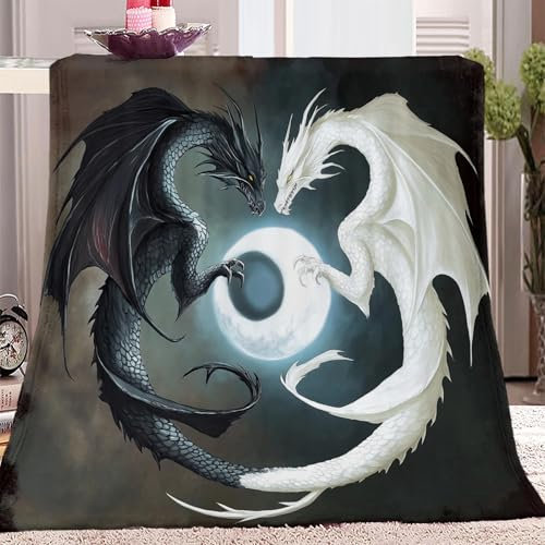 Flanelldecke Kuscheldecke Fantasy-Stil Drache Bräunen Super Soft Weich Wohndecke Warm Flauschig Decke Sofadecke oder Tagesdecke, Wohndecke für Erwachsene und Kinder Geschenk 70x100 cm