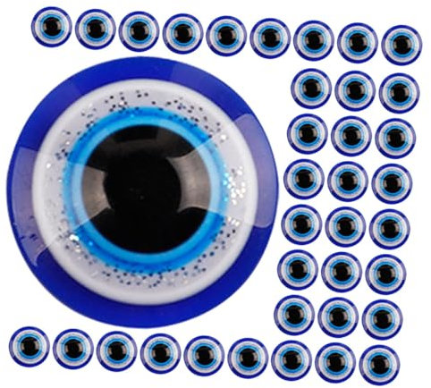 GLSTOY 100pcs Evil Eye Resin Charms Flatback Dome Beads for Crafts Creative Decoration for Scrapbooking Hair Clips and Doll Eyes Embellishments